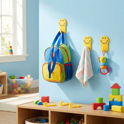 Self-adhesive smiley face hooks - home decor