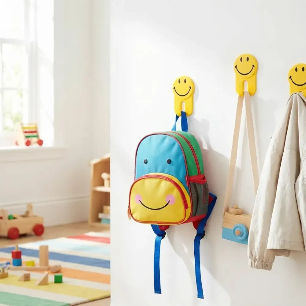 Self-adhesive smiley face hooks - home decor