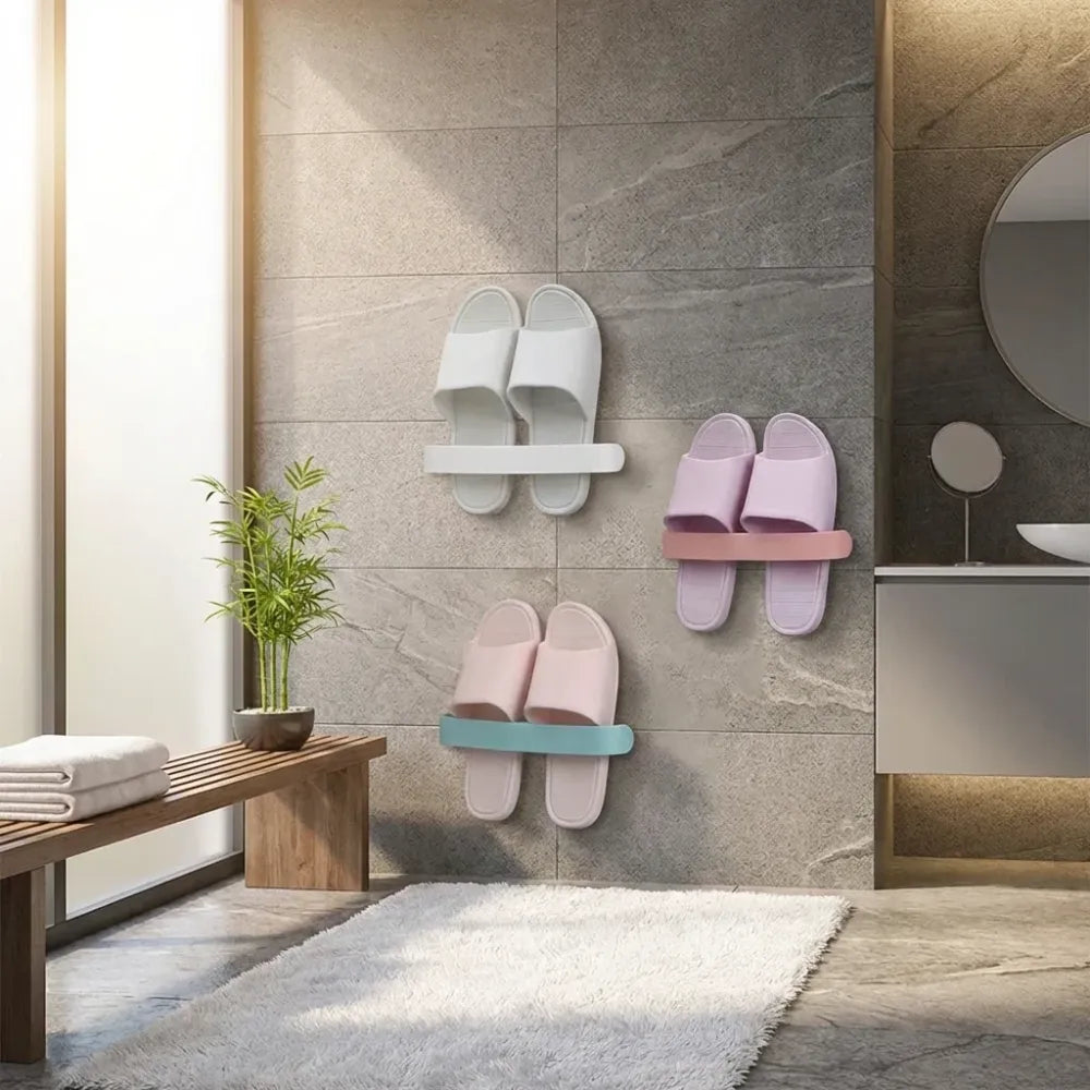 Self-adhesive towel & slipper rack - home improvement