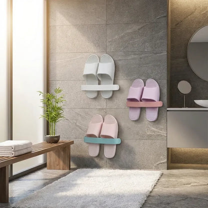 Self-adhesive towel & slipper rack - home improvement