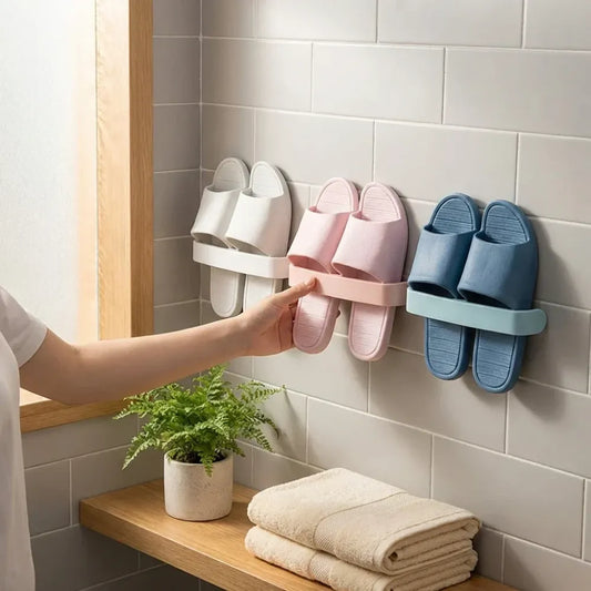 Self-adhesive towel & slipper rack - home improvement