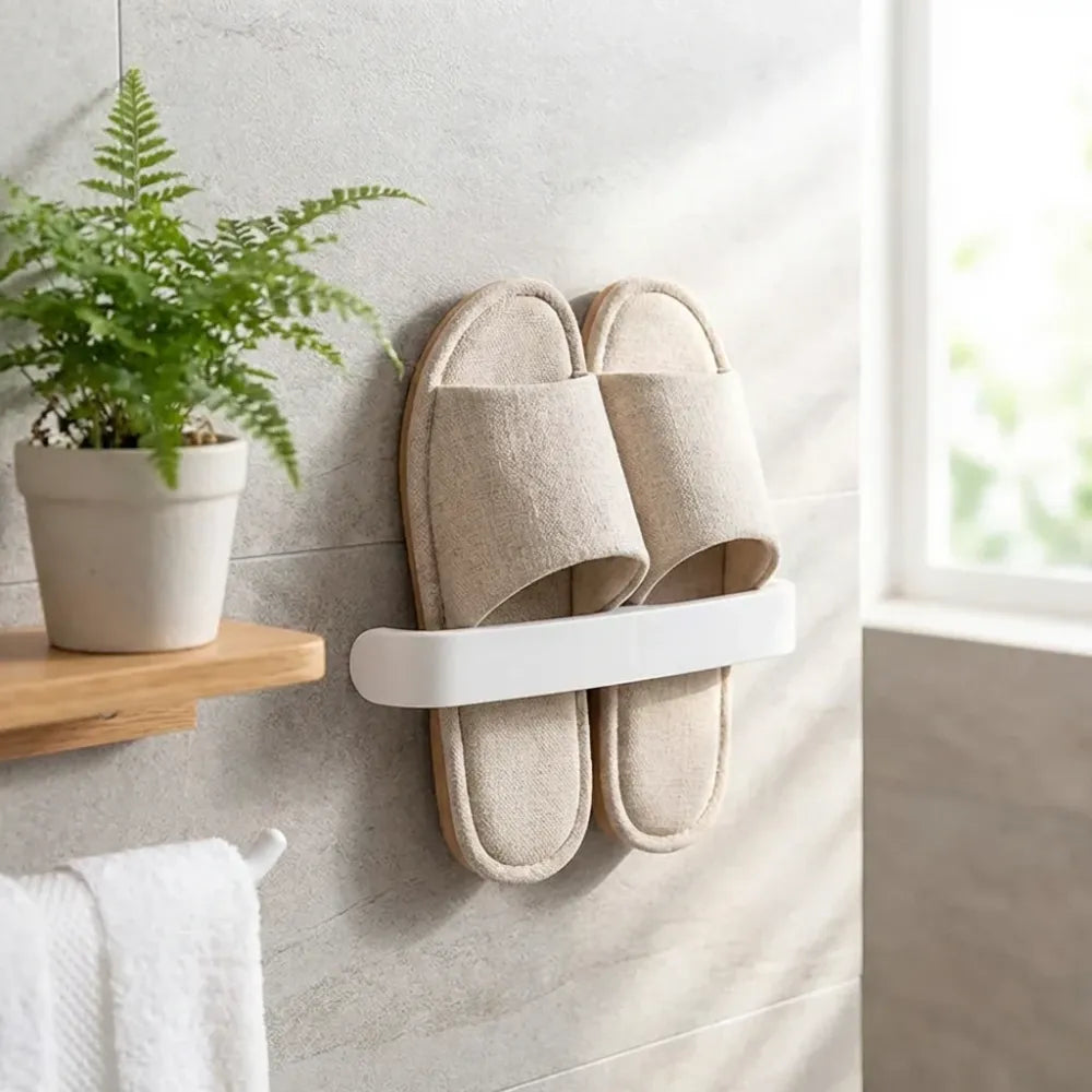 Self-adhesive towel & slipper rack - home improvement