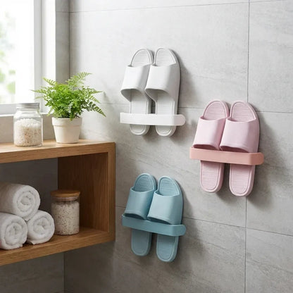 Self-adhesive towel & slipper rack - home improvement