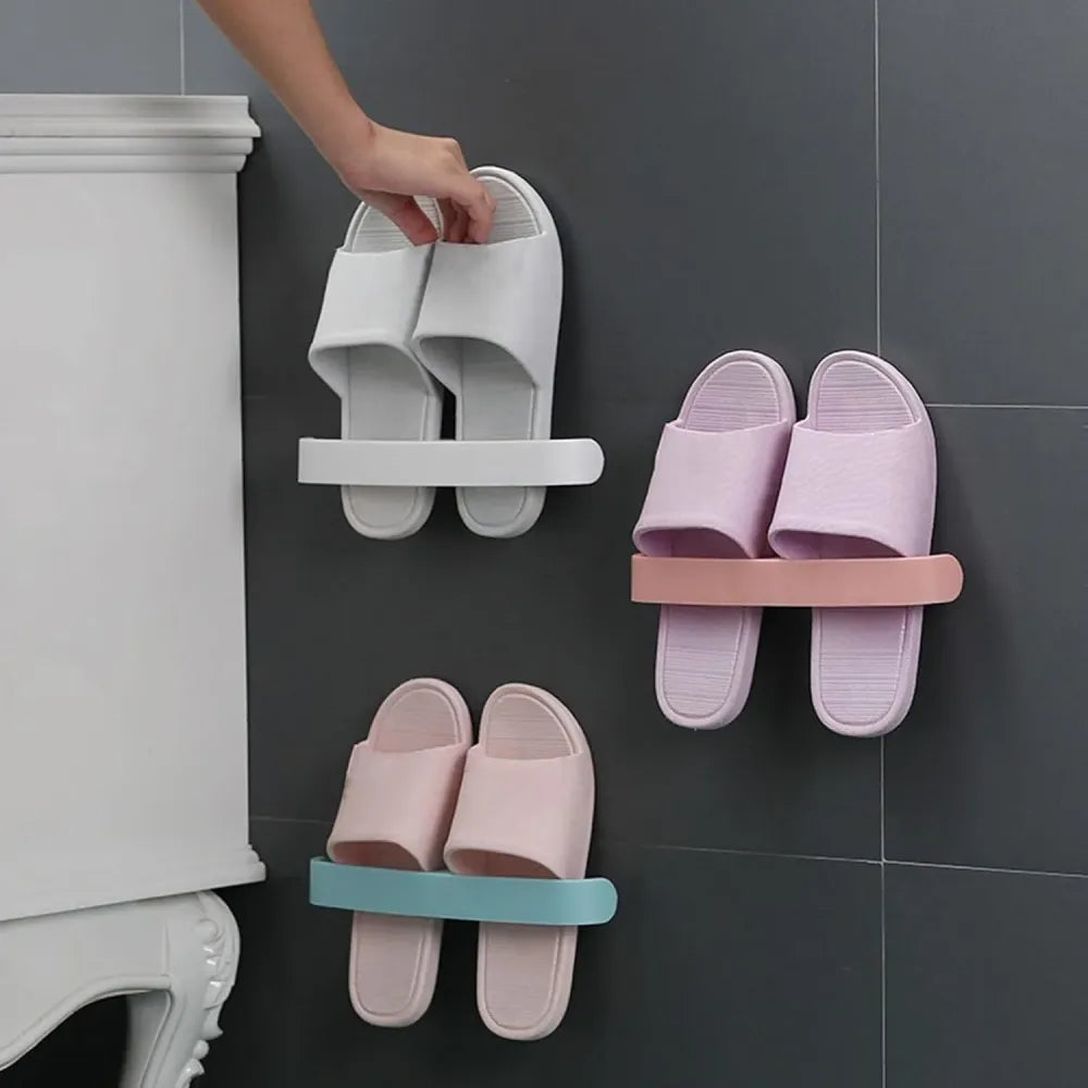 Self-adhesive towel & slipper rack - home improvement