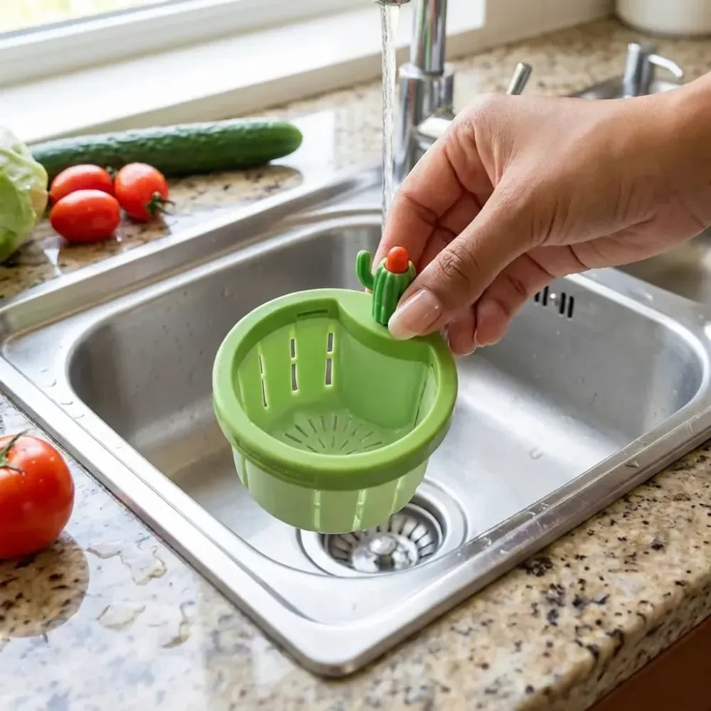 Self-cleaning sink strainer - kitchen tool
