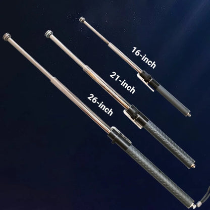 Telescopic steel batons with textured grips.