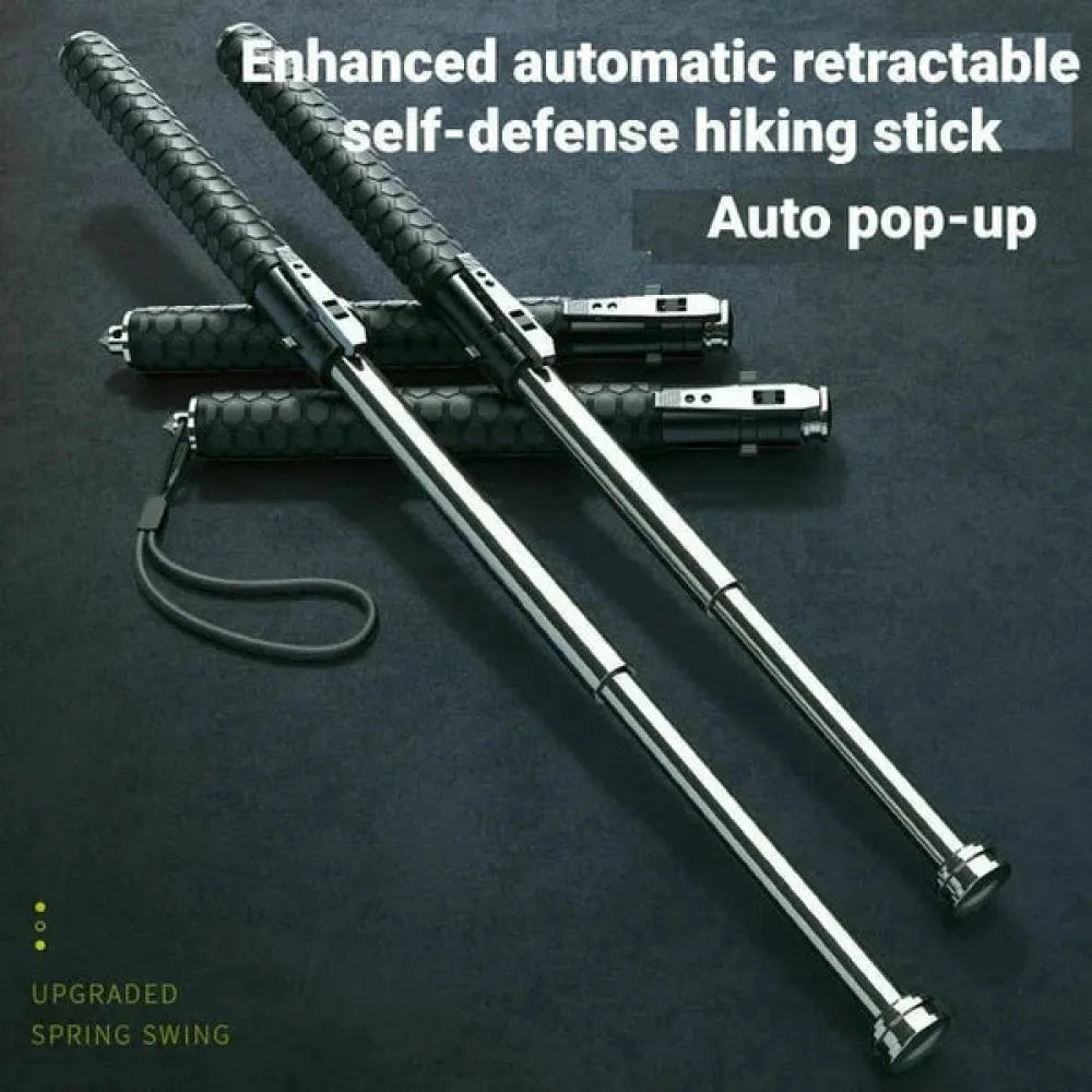 Two silver retractable self-defense sticks.