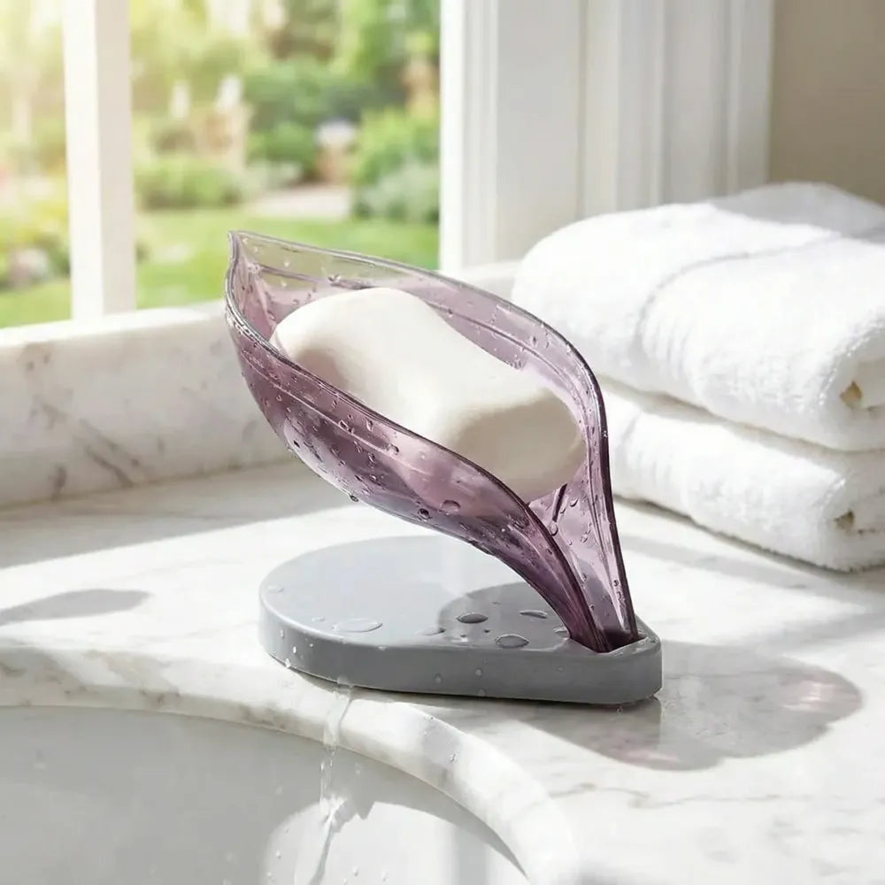 Self-draining leaf soap tray - home & kitchen