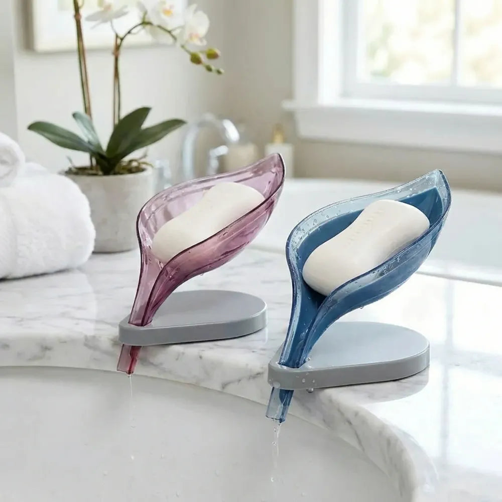 Self-draining leaf soap tray - home & kitchen