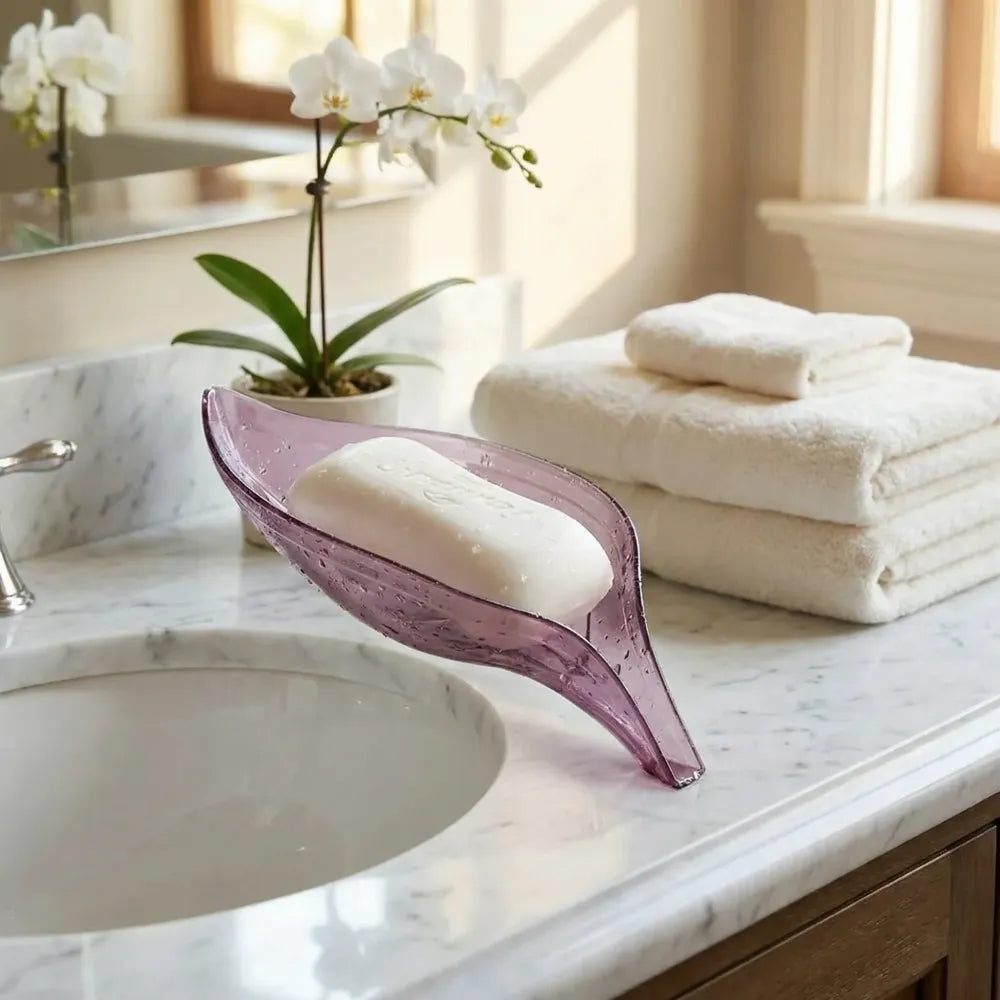 Self-draining leaf soap tray - home & kitchen