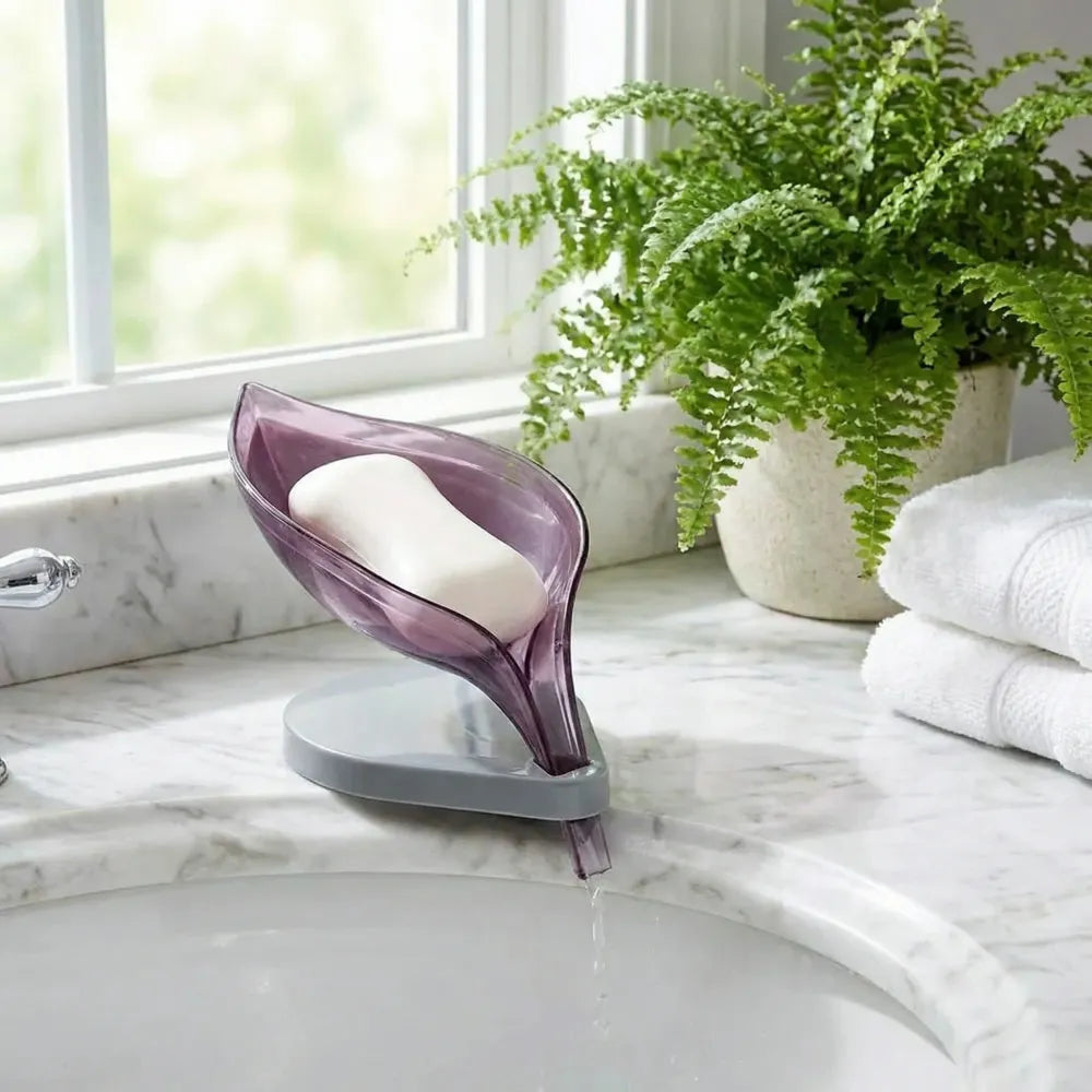 Self-draining leaf soap tray - home & kitchen