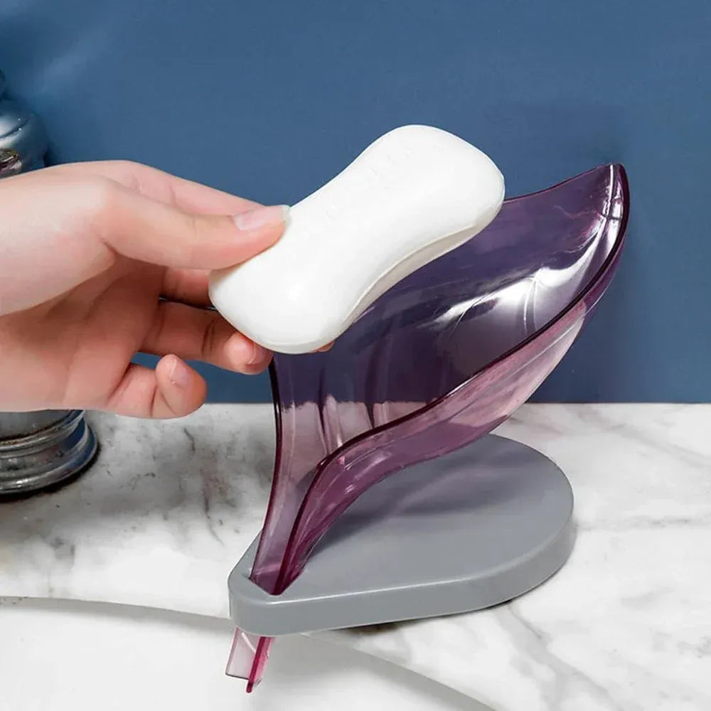 Self-draining leaf soap tray - home & kitchen