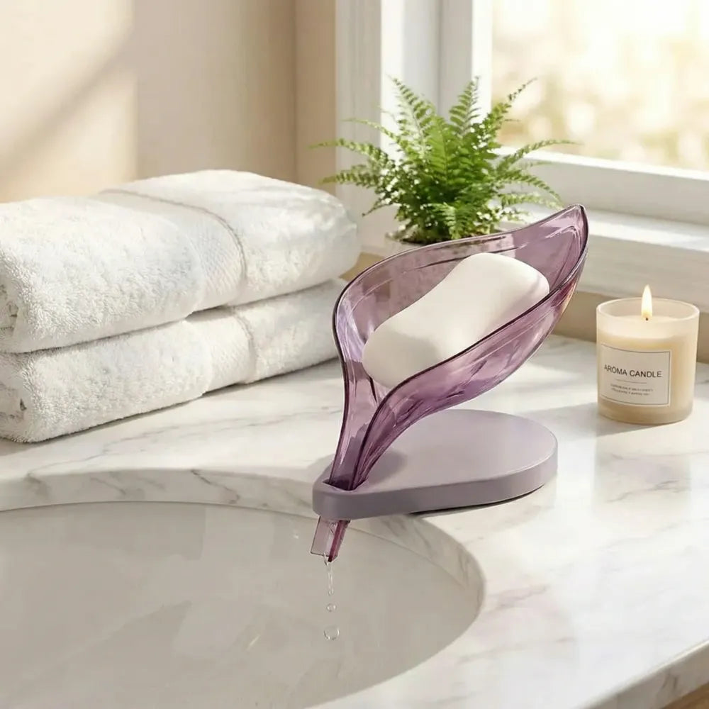 Self-draining leaf soap tray - home & kitchen