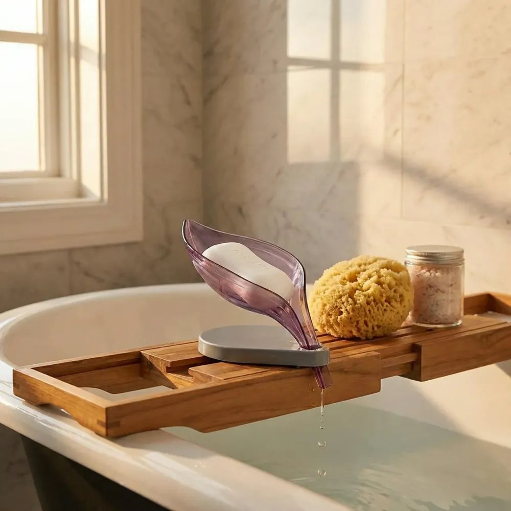 Self-draining leaf soap tray - home & kitchen