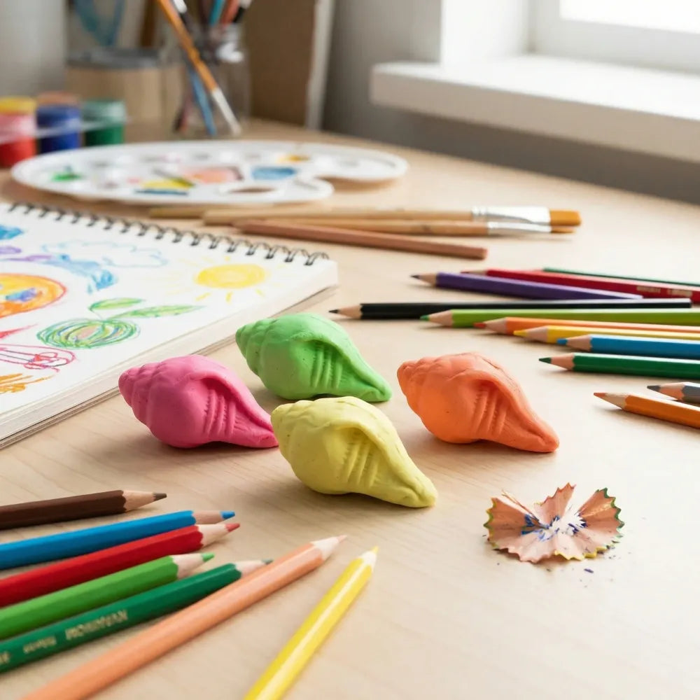 Shankh-shaped fun erasers - office