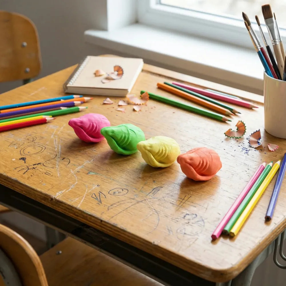 Shankh-shaped fun erasers - office