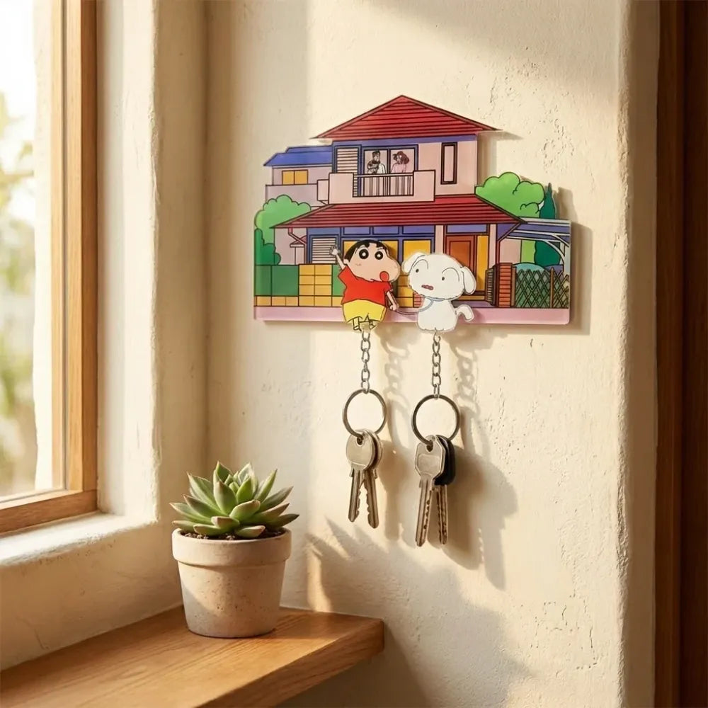 Shinchan & shiro keychain wall hanger