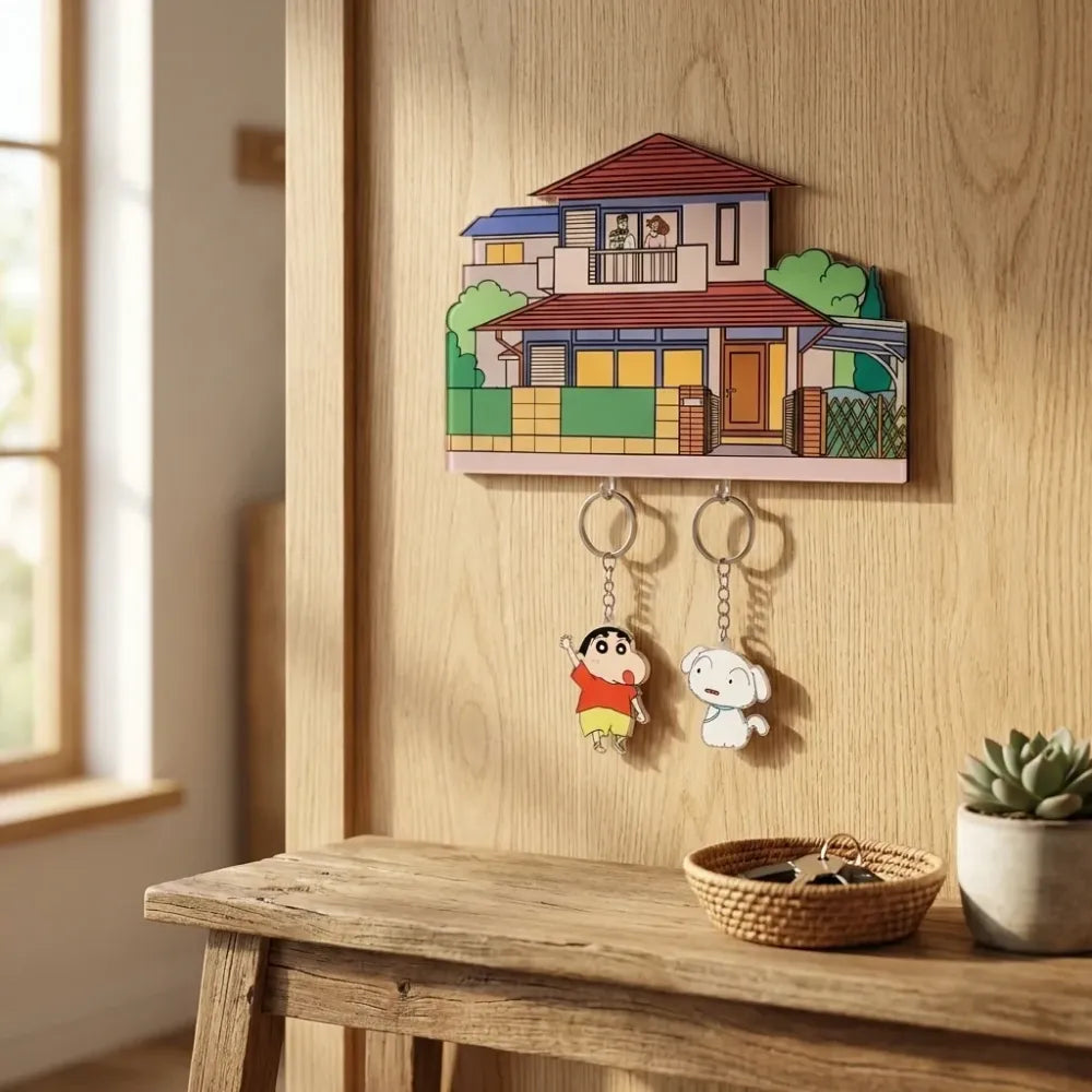 Shinchan & shiro keychain wall hanger