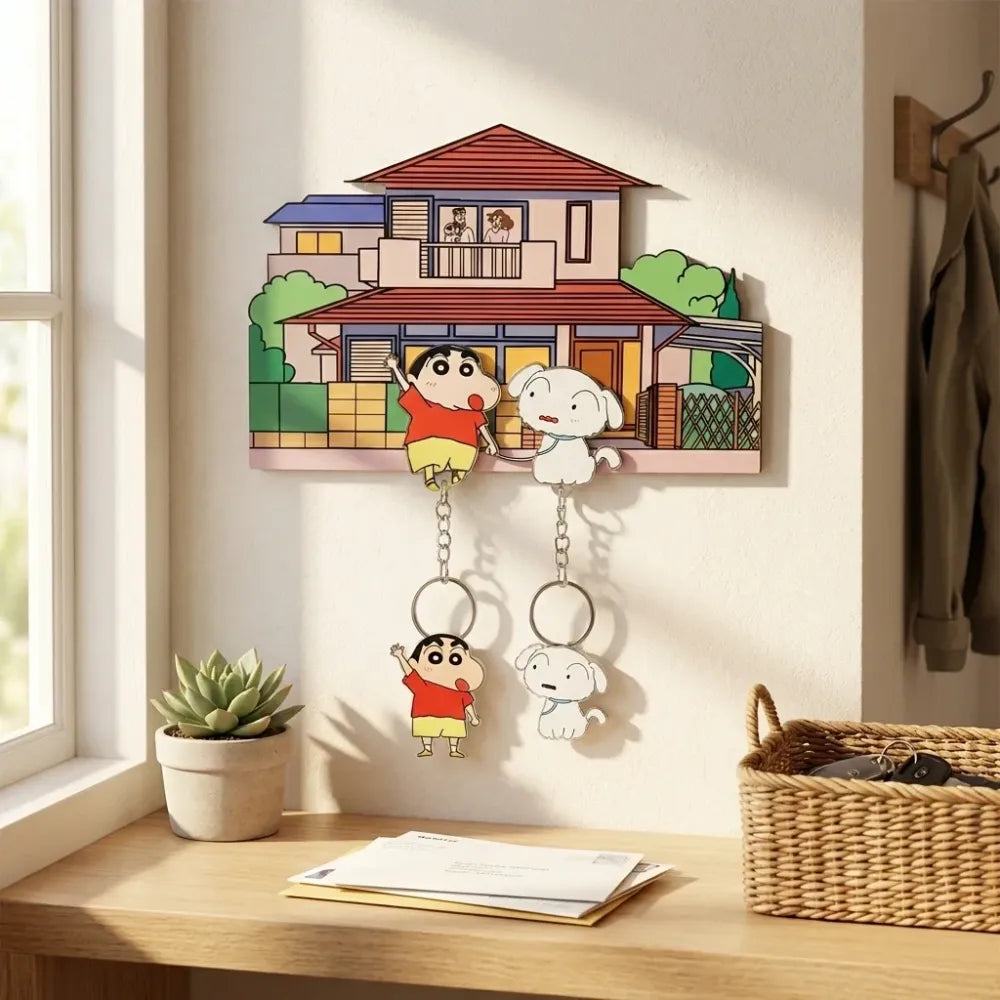 Shinchan & shiro keychain wall hanger