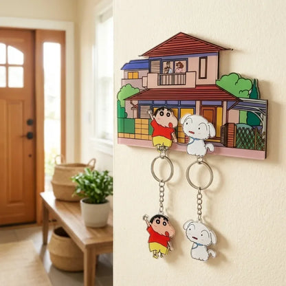 Shinchan & shiro keychain wall hanger