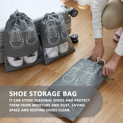 Gray shoe storage bags.