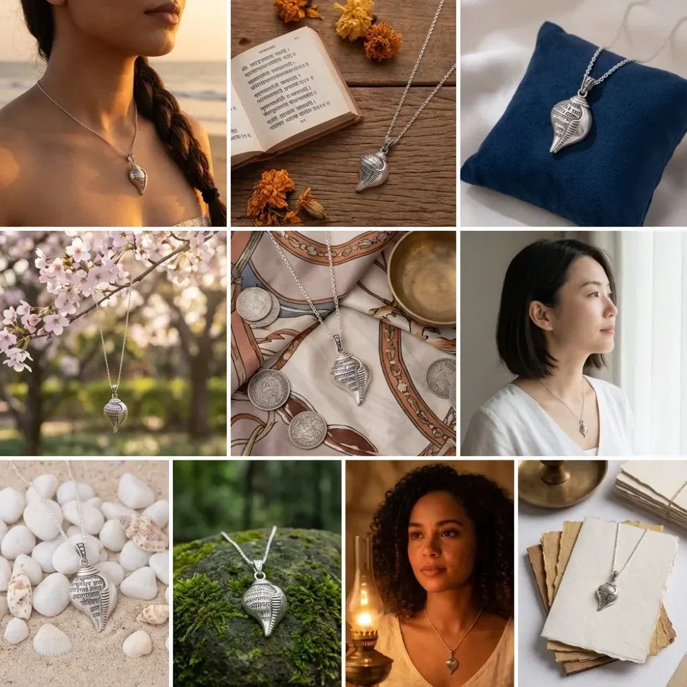 Shri krishna shankha pendant with chain