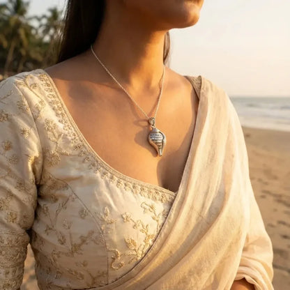 Shri krishna shankha pendant with chain