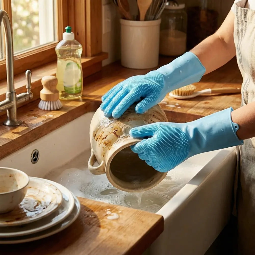 Silicone cleaning gloves (1 pair)