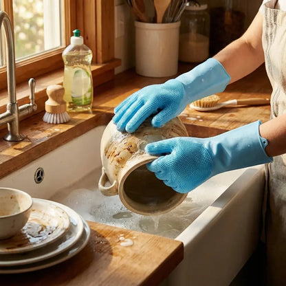 Silicone cleaning gloves (1 pair)