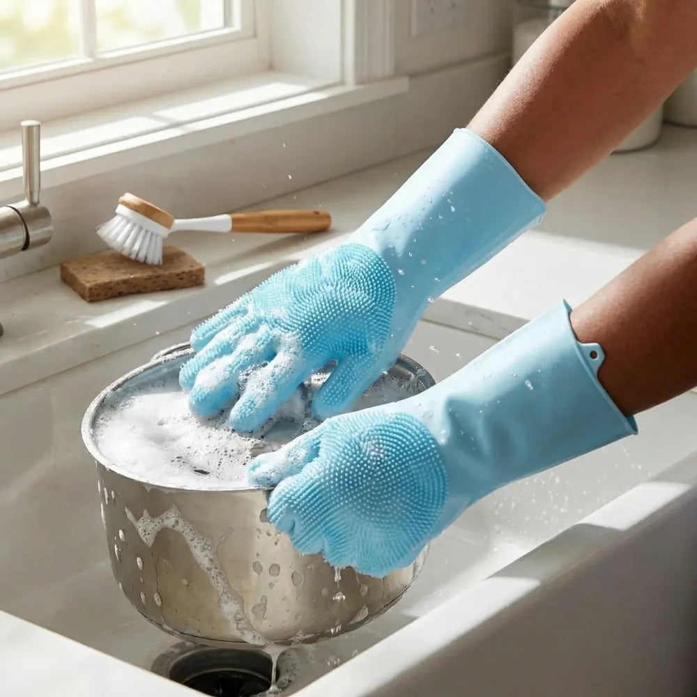 Silicone cleaning gloves (1 pair)