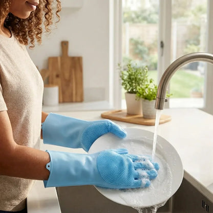 Silicone cleaning gloves (1 pair)