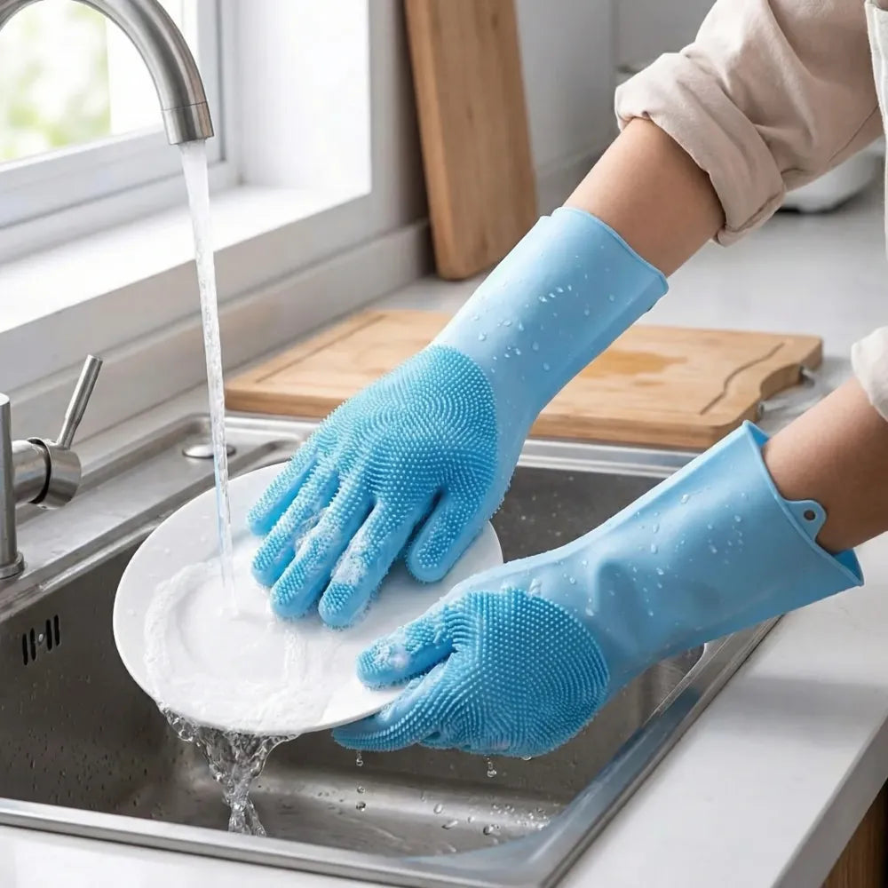 Silicone cleaning gloves (1 pair)