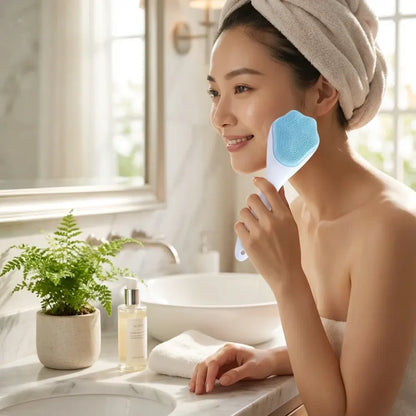 Silicone face scrubber exfoliating brush manual handheld facial cleansing (1 pc) - health care