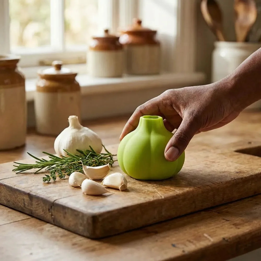 Silicone garlic peeler crusher - kitchen tool