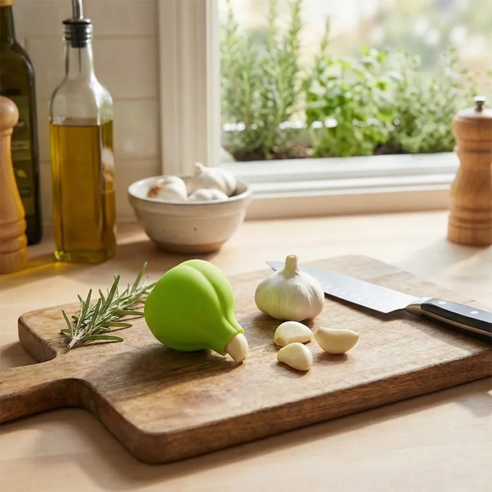 Silicone garlic peeler crusher - kitchen tool