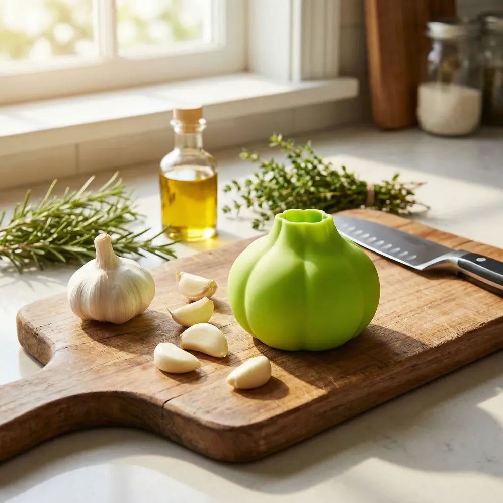 Silicone garlic peeler crusher - kitchen tool