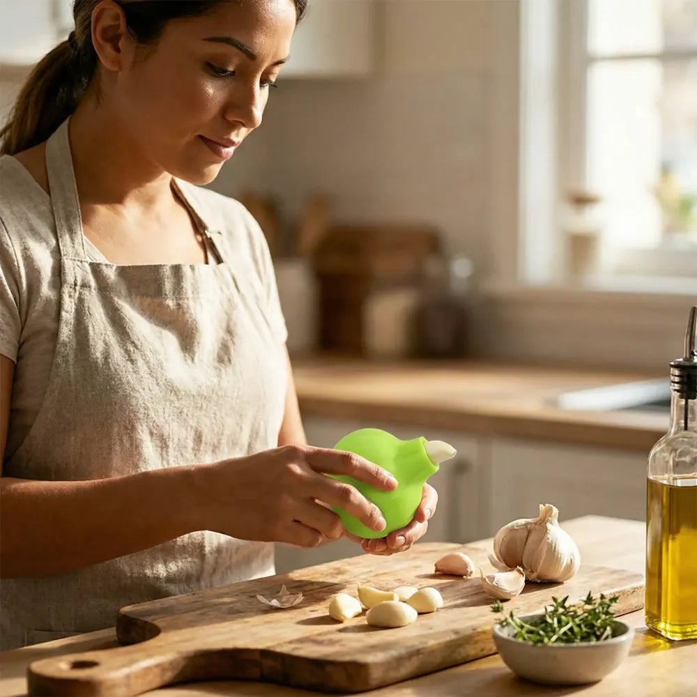 Silicone garlic peeler crusher - kitchen tool