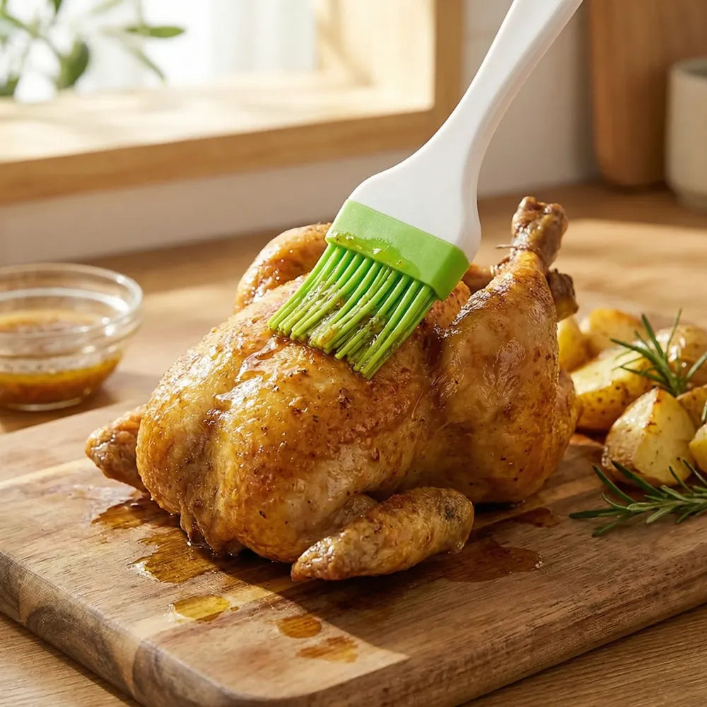 Silicone kitchen oil spatula brush with handle pastry cake (17 cm 1 pc) - home &