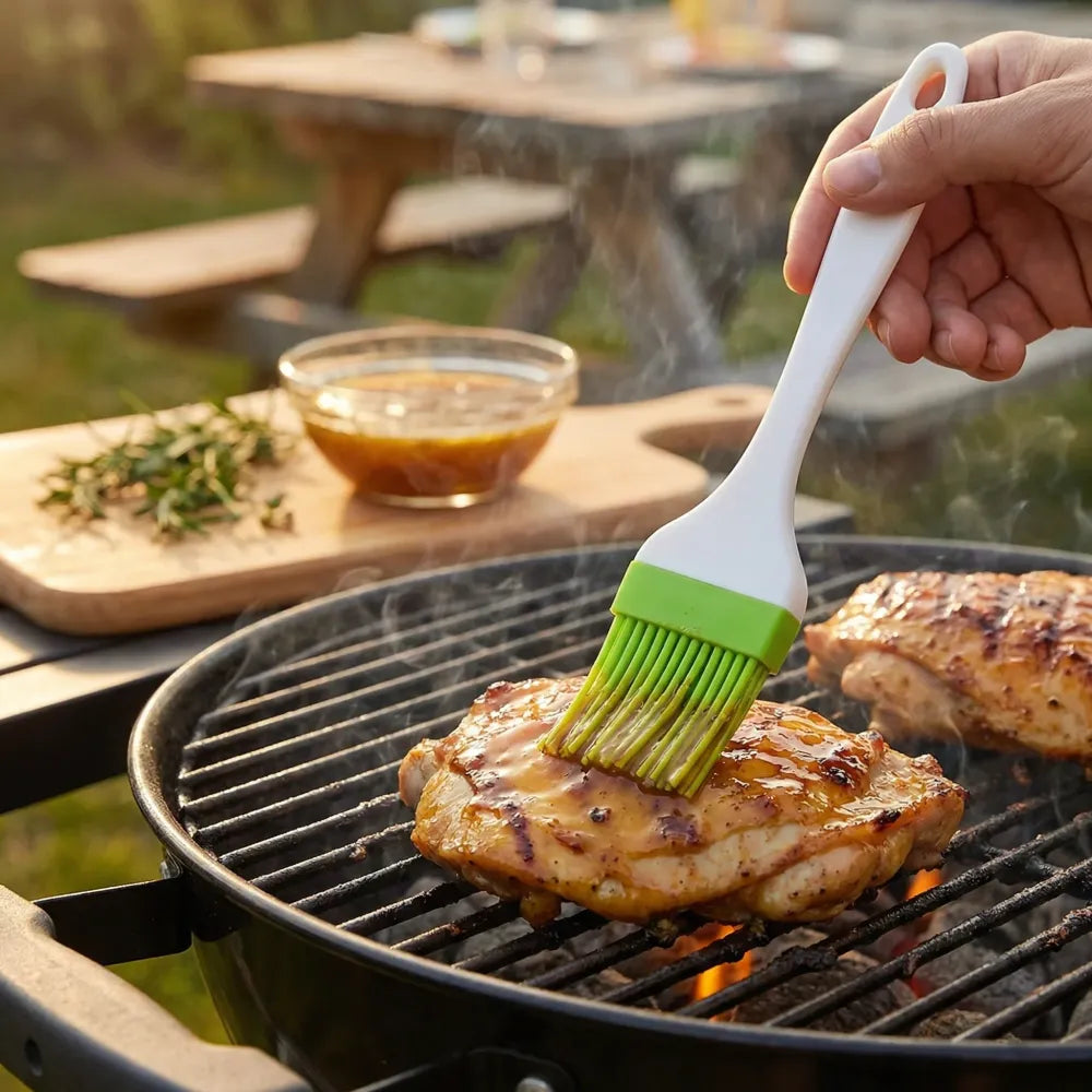 Silicone kitchen oil spatula brush with handle pastry cake (17 cm 1 pc) - home &