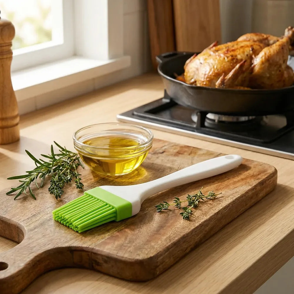 Silicone kitchen oil spatula brush with handle pastry cake (17 cm 1 pc) - home &