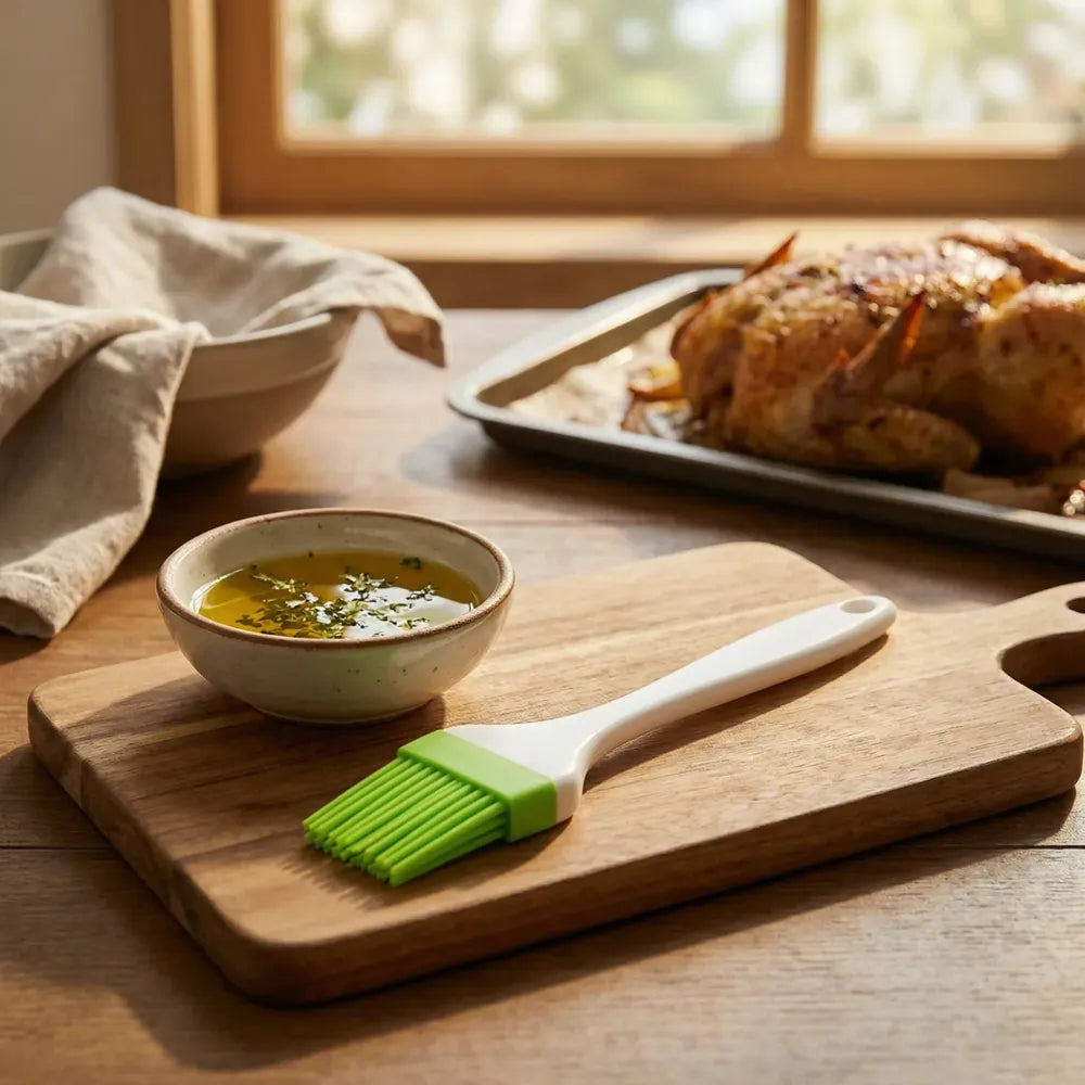 Silicone kitchen oil spatula brush with handle pastry cake (17 cm 1 pc) - home &