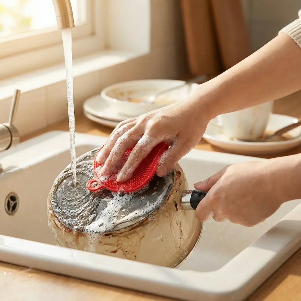 Silicone scrubber sponge - home & kitchen