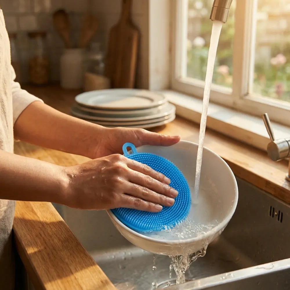 Silicone scrubber sponge - home & kitchen