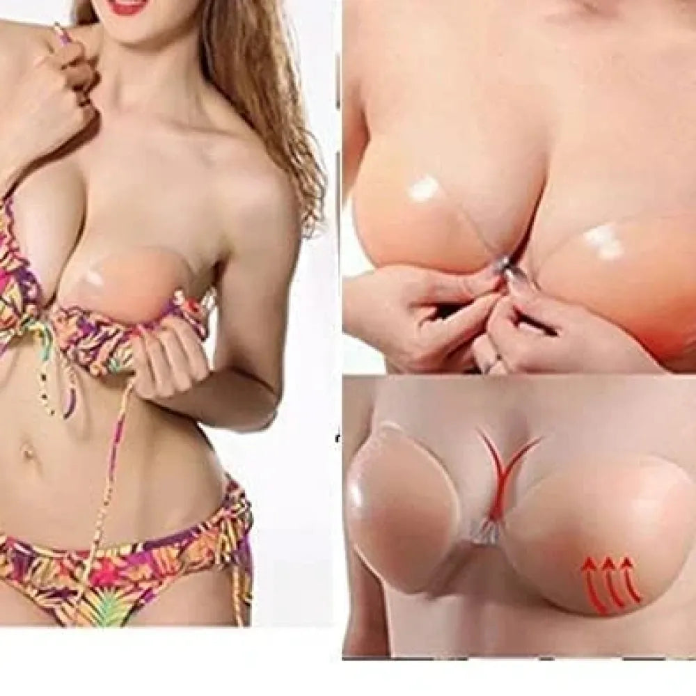 Silicone stick-on push-up bra