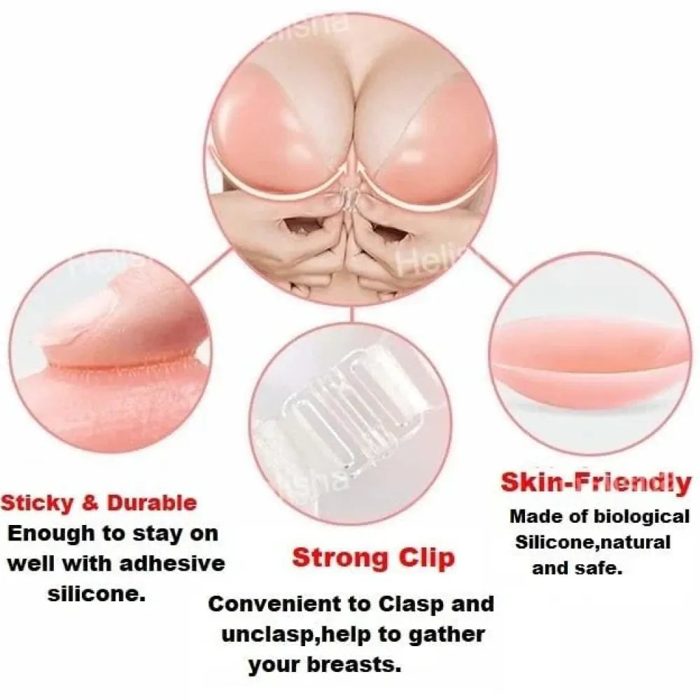 Silicone stick-on push-up bra