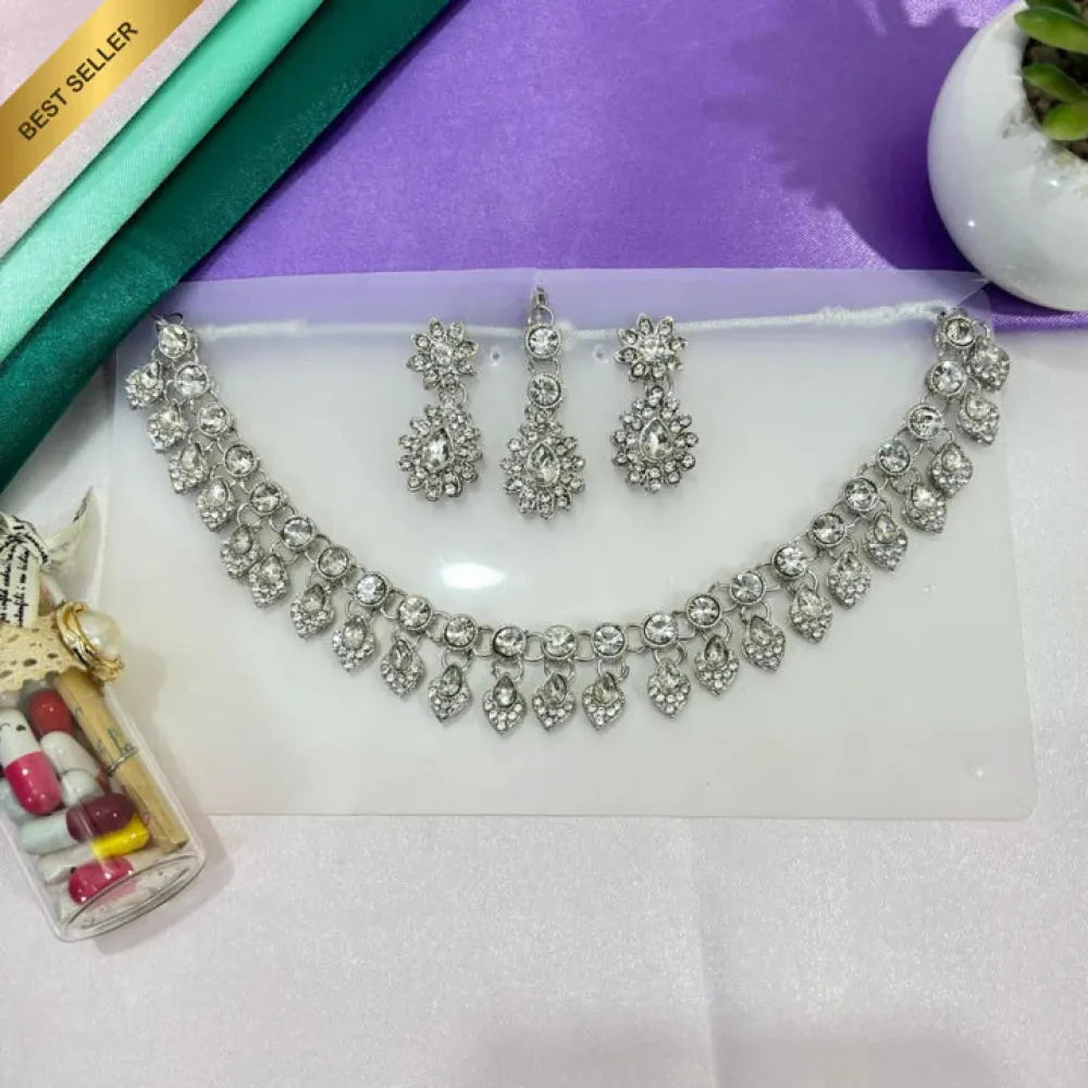 Silver kundan necklace set - jeweller set