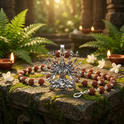 Sitted shiva embrace pendant – silver