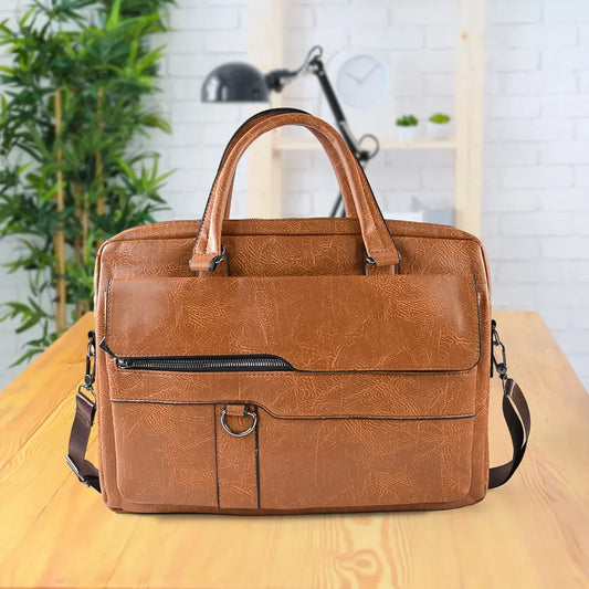Sleek faux leather messenger bag - office