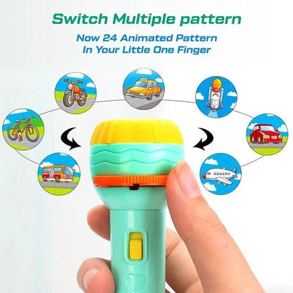 Toy projector with vehicle-themed images.