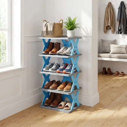 Smart foldable 4-layer shoe rack